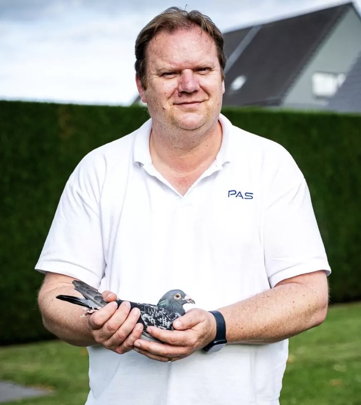 Ivan Baetens met een duif